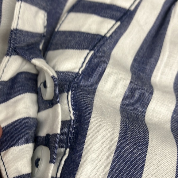 Anthropologie 100% Cotton Blue & White Stripe 3/4 Drop Puff Sleeve Top Sz S- EUC - Picture 6 of 9